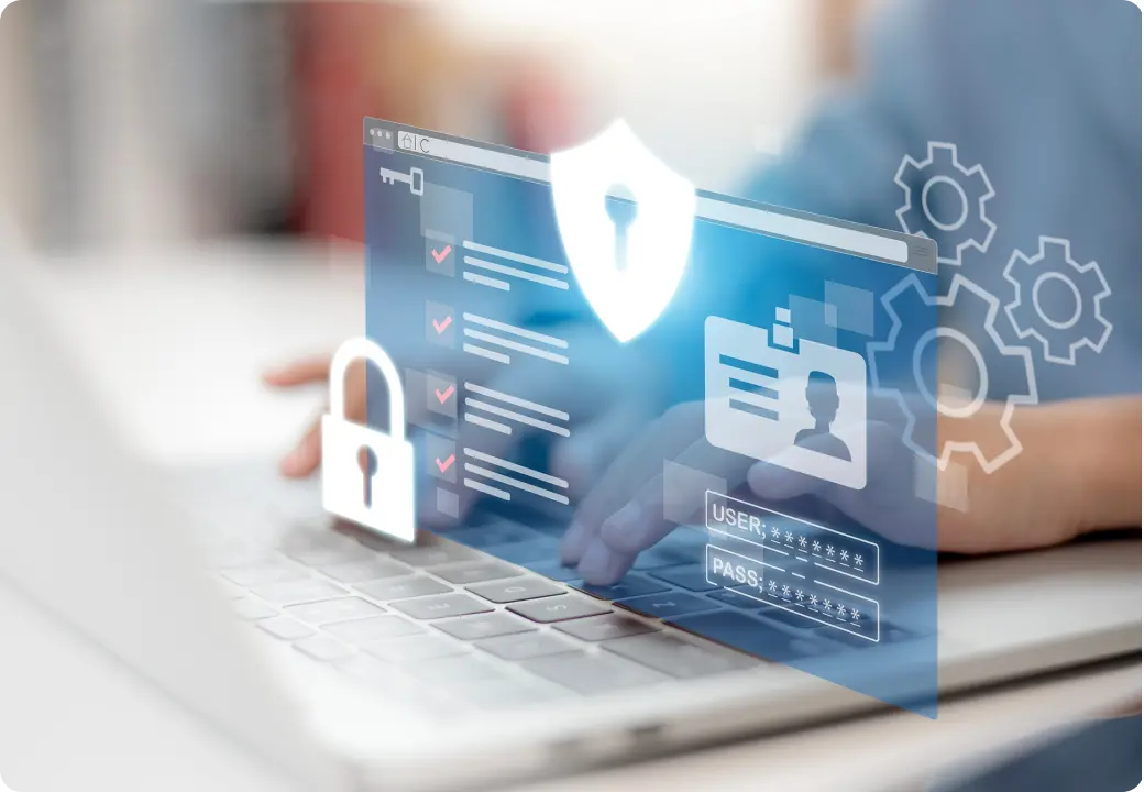 セキュリティのアイコンが浮かび上がる画像